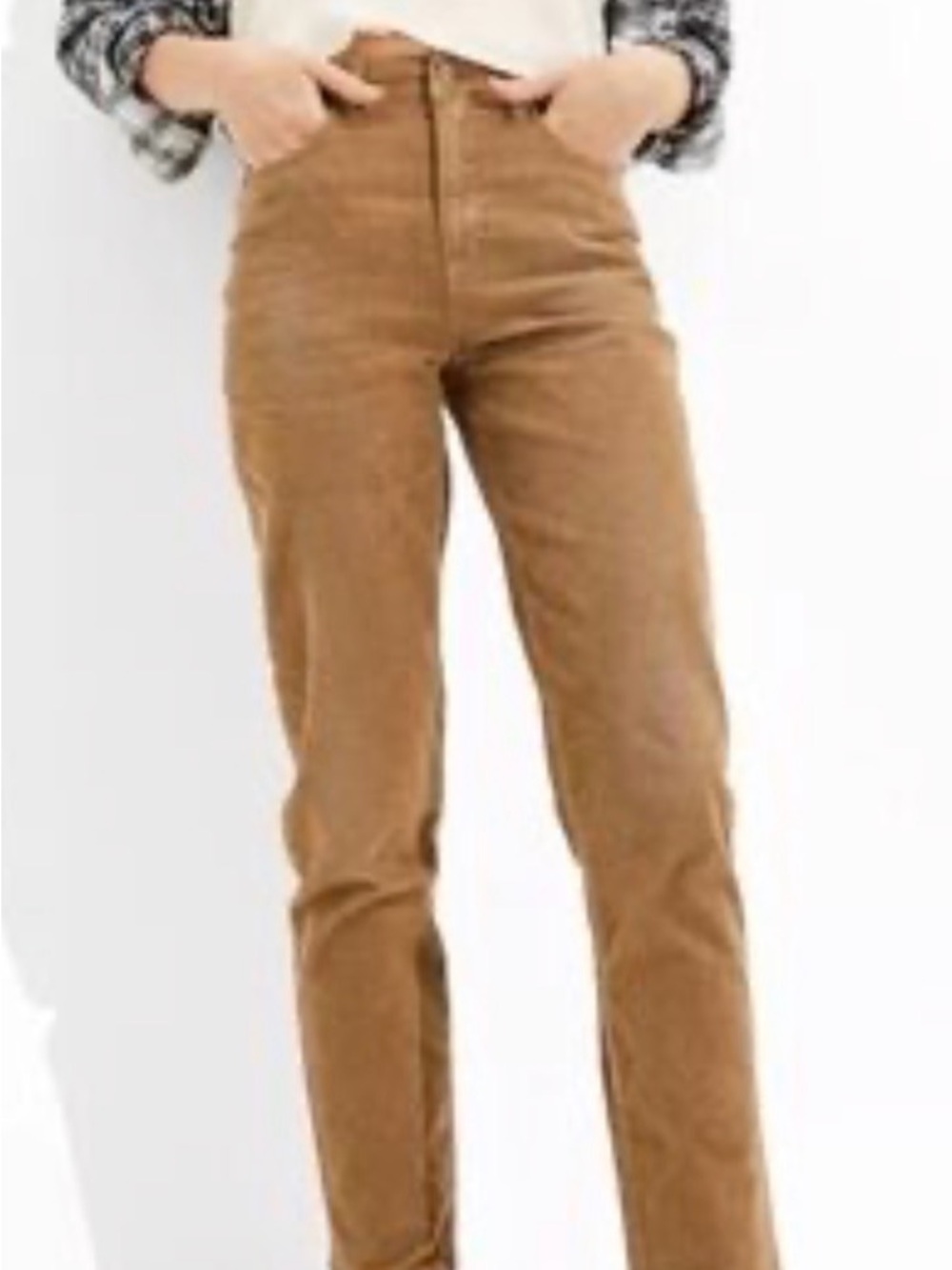 American Eagle Outfitters Relaxed Straight Leg Corduroy Pants in Tan